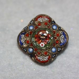 Vintage Micro Mosaic Italy Brooch Pin